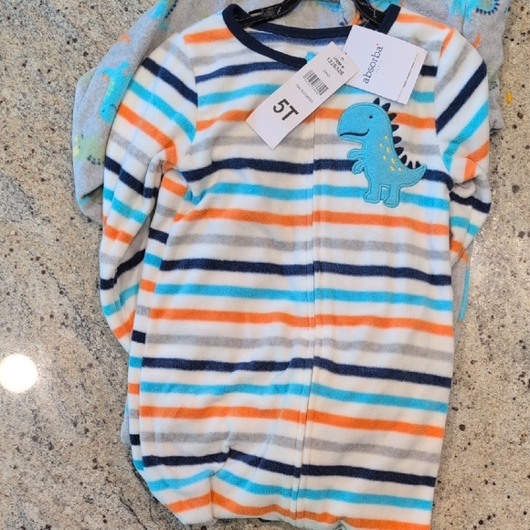 Absorba Striped Dinosaur Pajama Set - Blue, Orange, White (Pack Of 2) - Picture 1 of 1